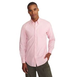 Lands End Men's No Iron Supima Buttondown Dress Shirt. Pink 16 1/2 - 37T #1211
